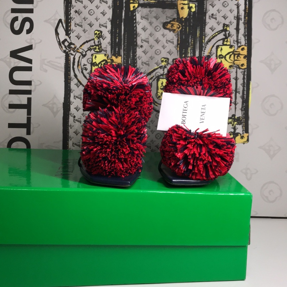 New Authentic Bottega Veneta 24S Lamb Leather Raffia Slides - Picture 9 of 12